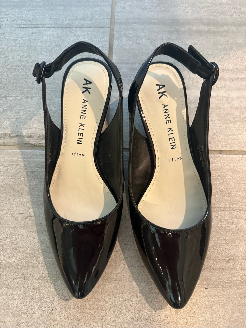 Anne Klein Black Patent Slingback Mules